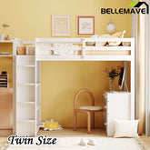 Bellemave® Wood Loft Bed with Ladder, Shelves and Desk - Bellemave
